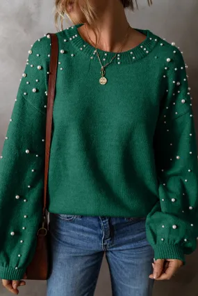 Green Pearled Sweater