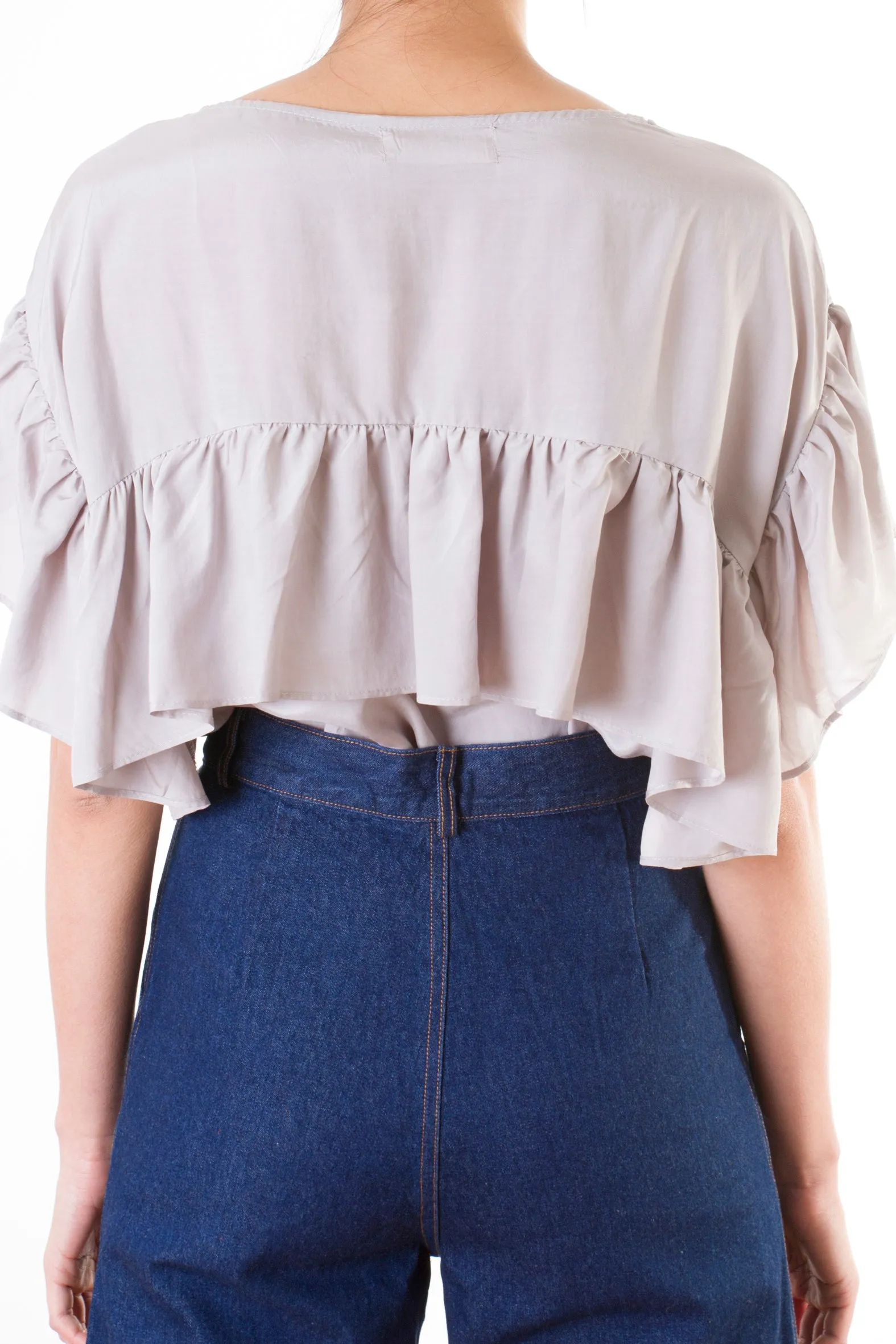 Grey Ruffle Top