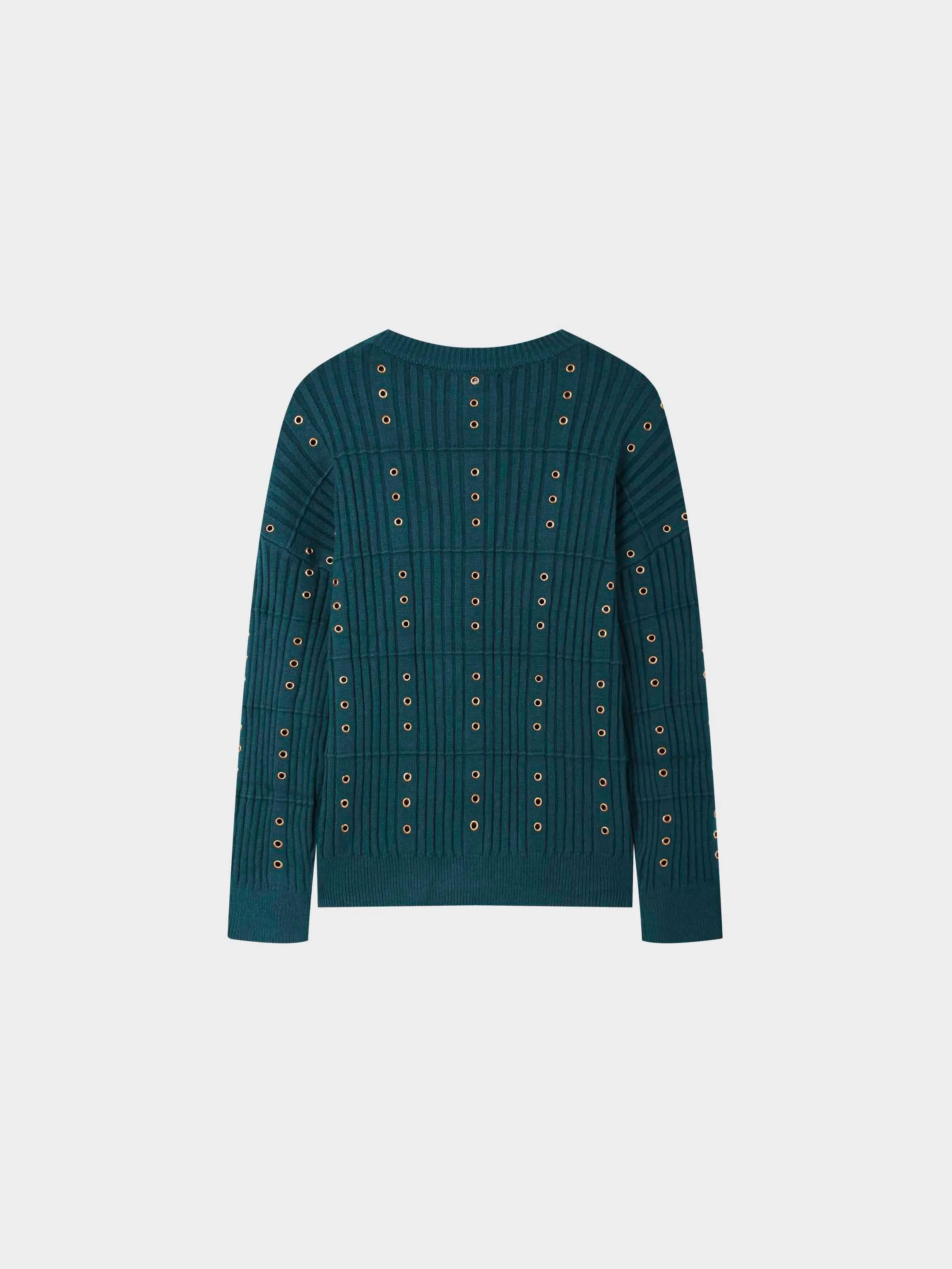 Grommet Sweater-Turquoise