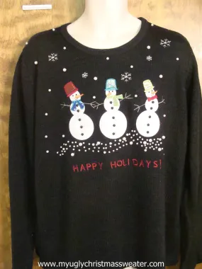 Happy Holidays Snowmen Ugly Christmas Sweater