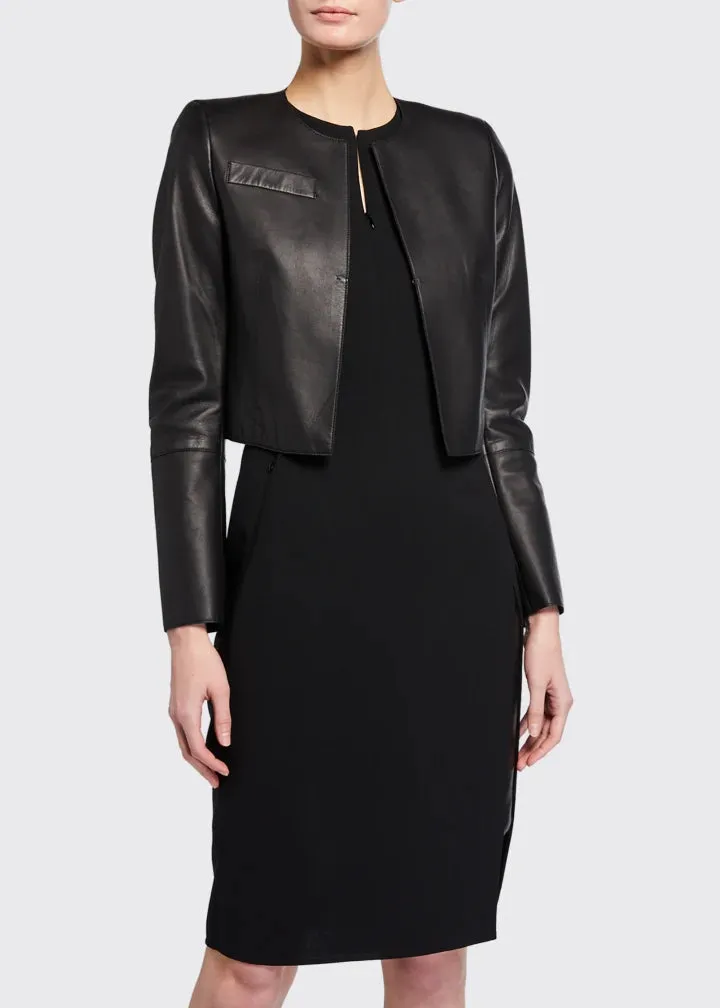 Hasso Cropped Genuine Leather Jacket by tjs