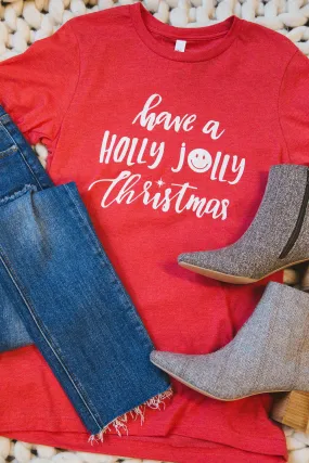 Have A Holly Jolly Christmas Graphic Tee, Heather Red