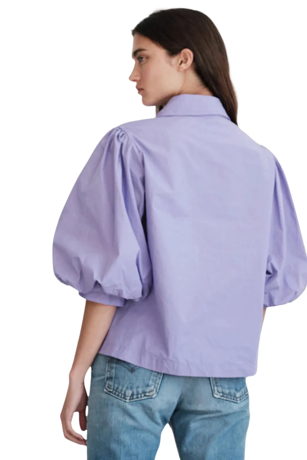 Heavy Poplin Puff Sleeve Shirt, Iris