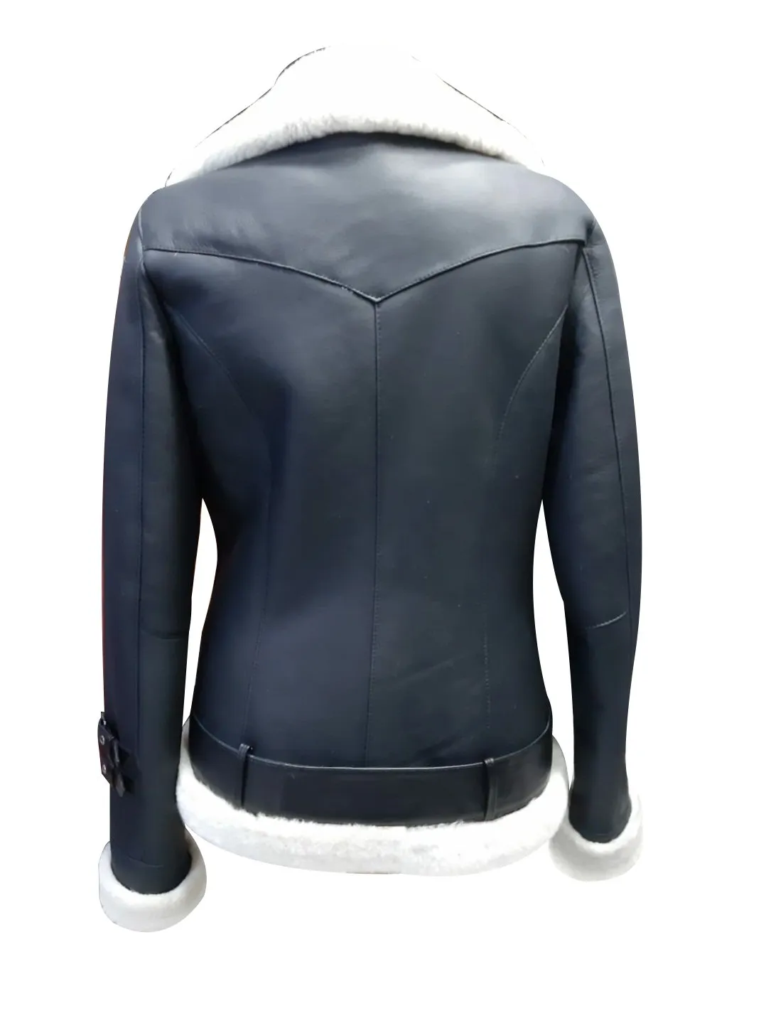 Jayne's Sheepskin Black and White Biker Shearling Jacket