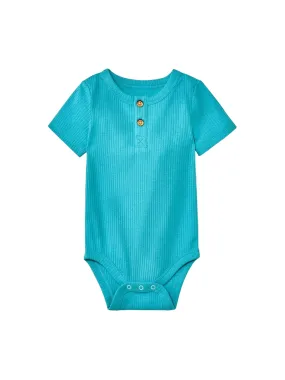 Kid's Boy Ribbed Bodysuit,Turquoise