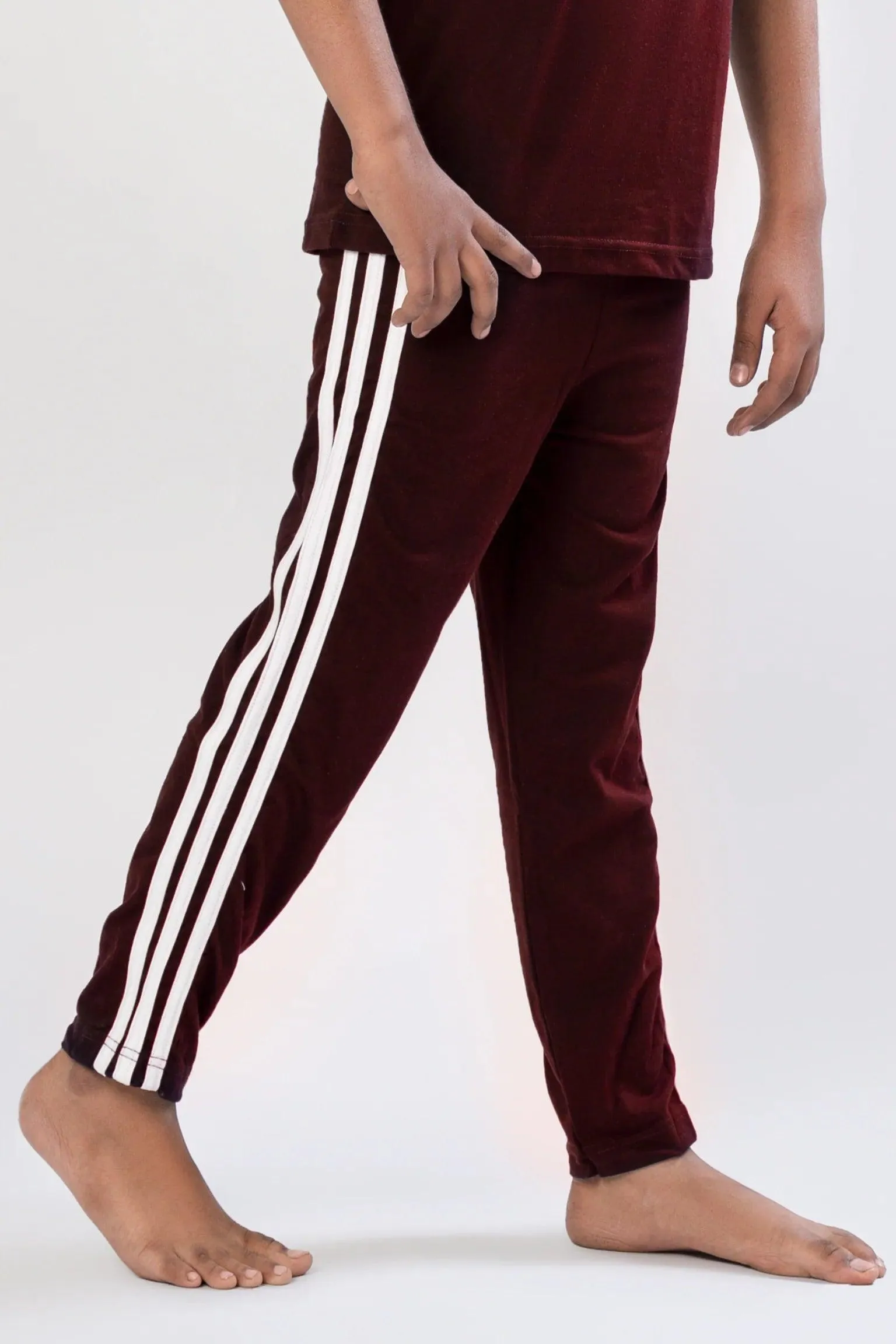 Kids Essential Side Stripe Trouser Maroon