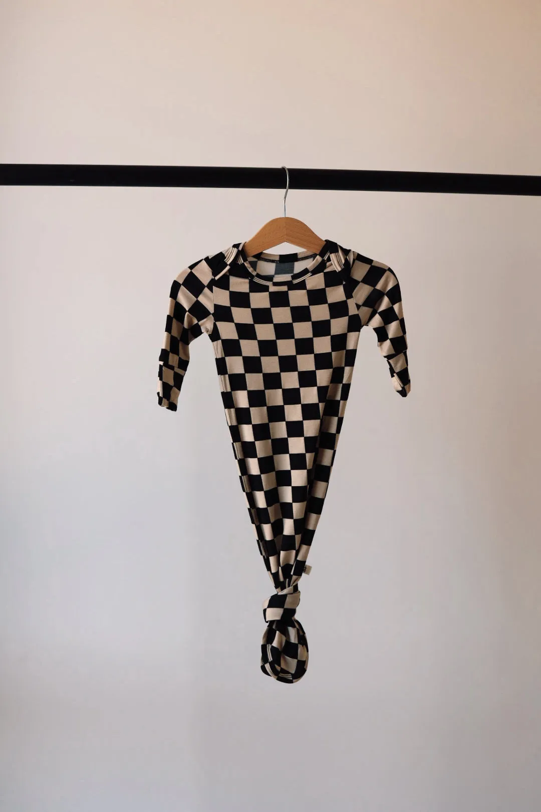 Knotted Bamboo Gown | Black Checkerboard