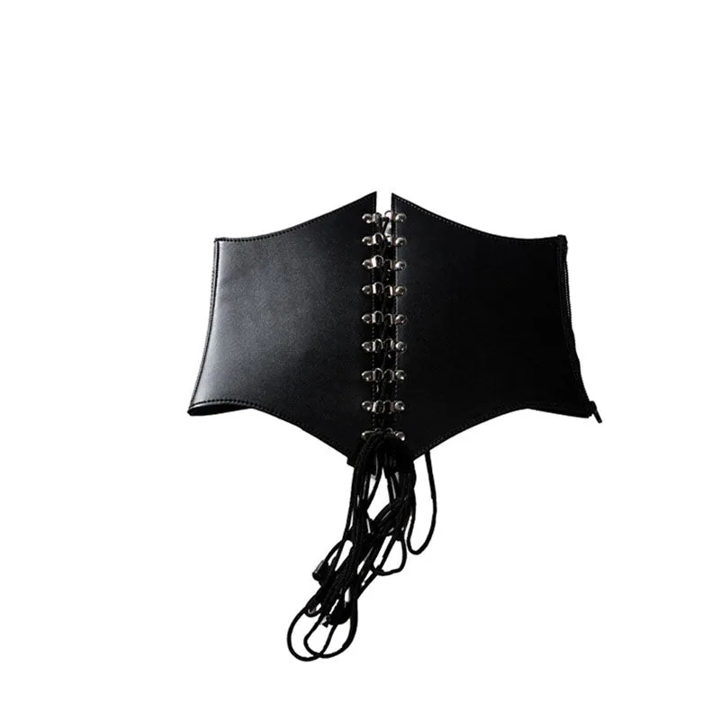 Lace Up Faux Leather Corset