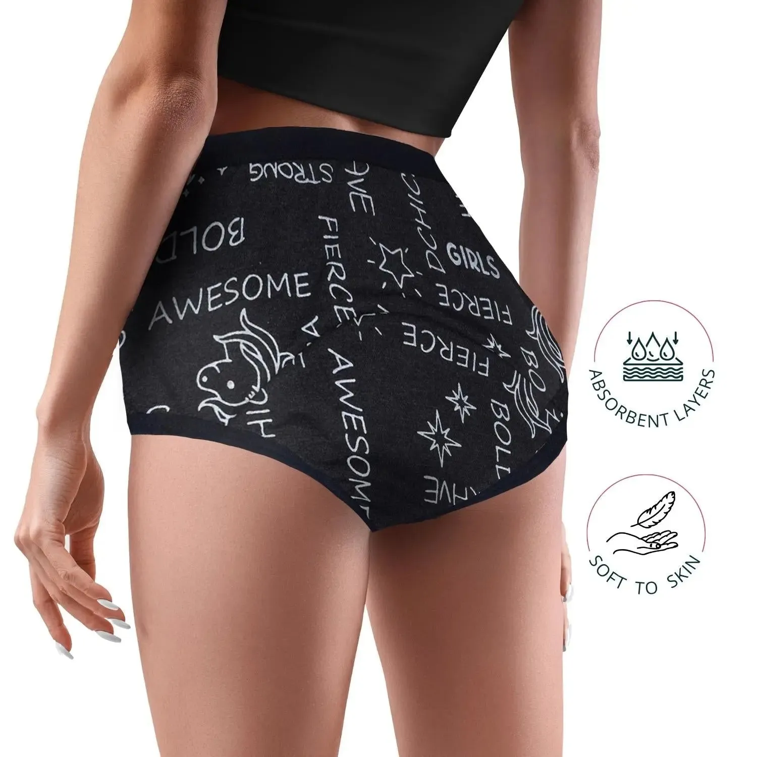 LEAKPROOF & REUSABLE PERIOD UNDERWEAR | METALLIC DARK GREY | ANTIMICROBIAL LINING | NO PAD NEEDED Pack-of-2