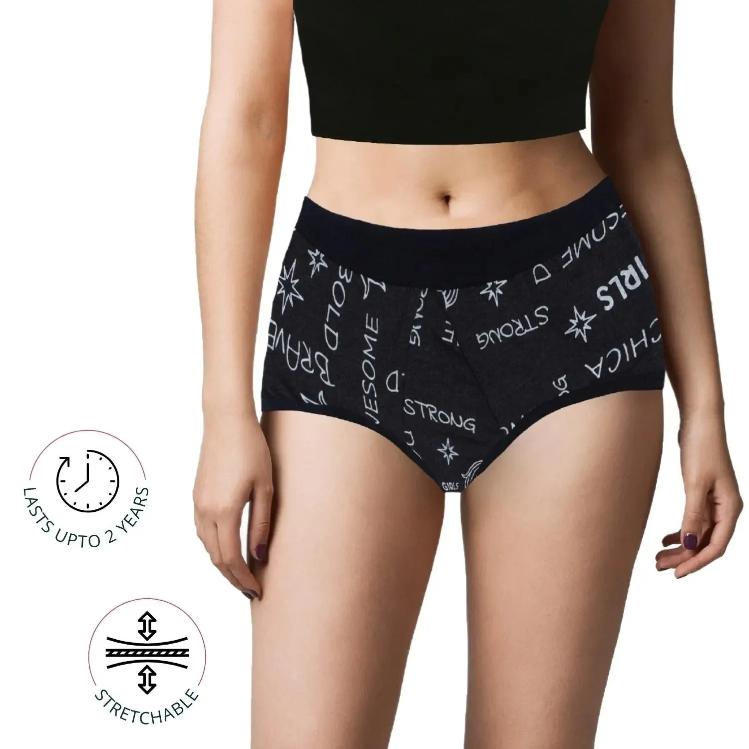 LEAKPROOF & REUSABLE PERIOD UNDERWEAR | METALLIC DARK GREY | ANTIMICROBIAL LINING | NO PAD NEEDED Pack-of-2