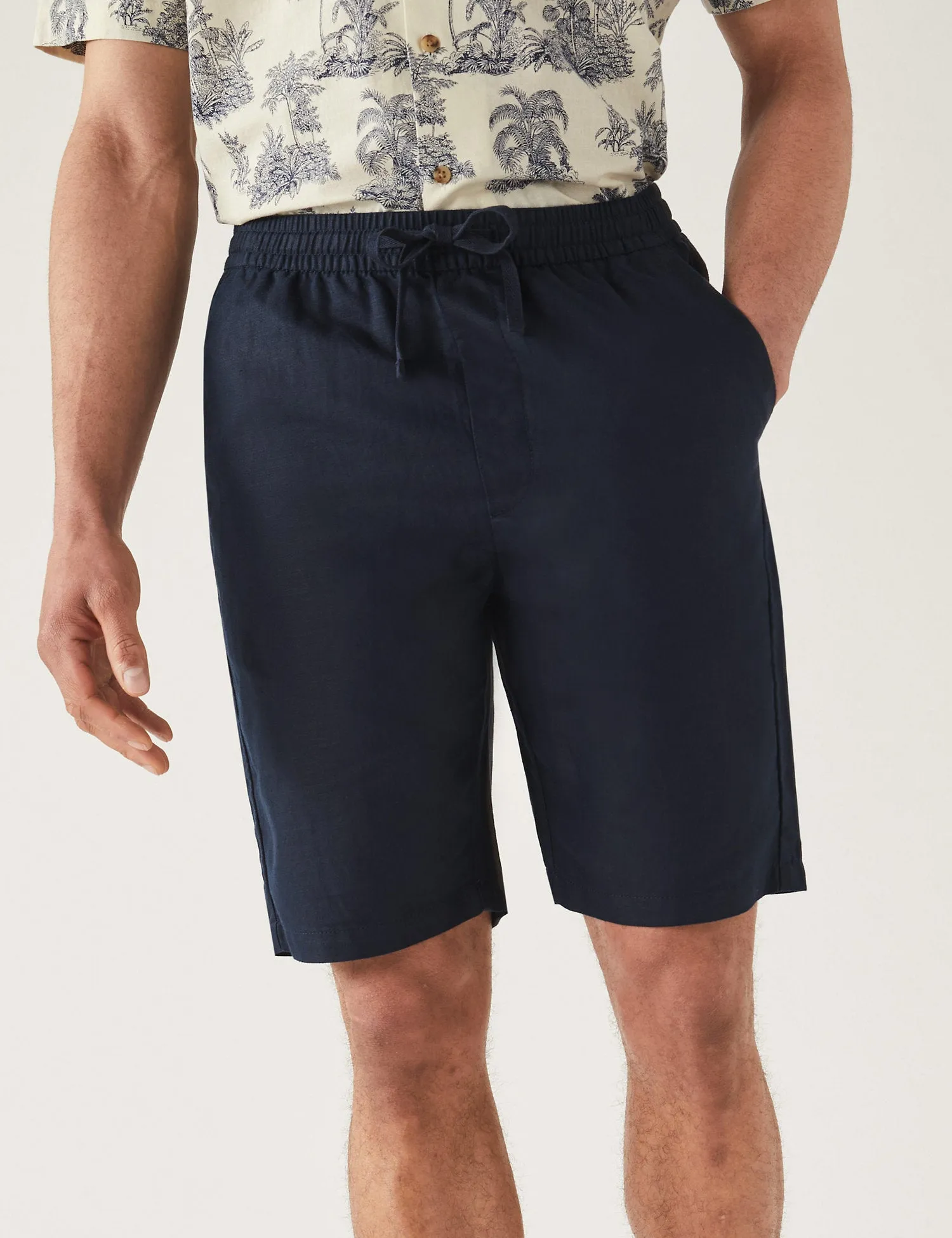 Linen Blend Elasticated Waist Chino Shorts