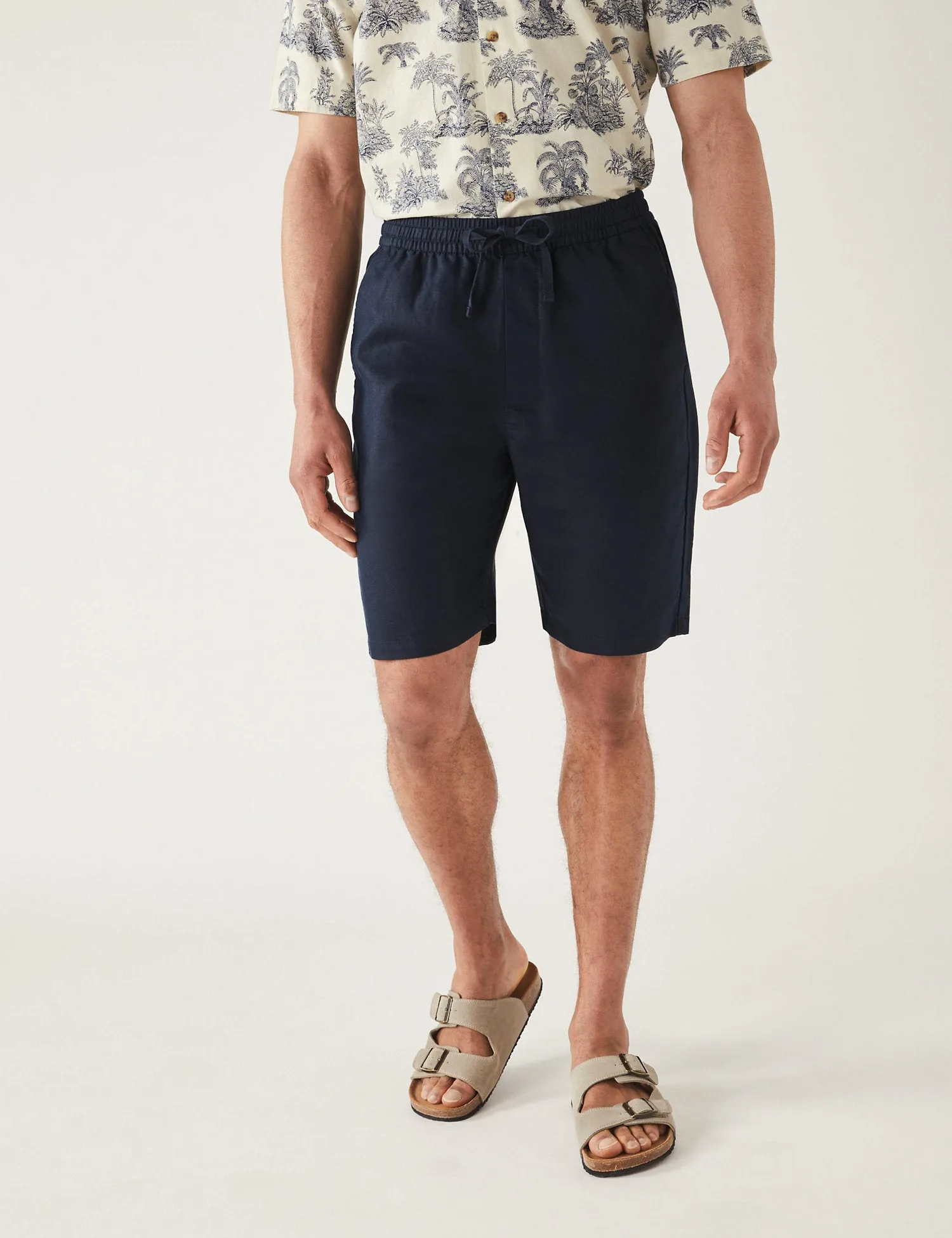 Linen Blend Elasticated Waist Chino Shorts