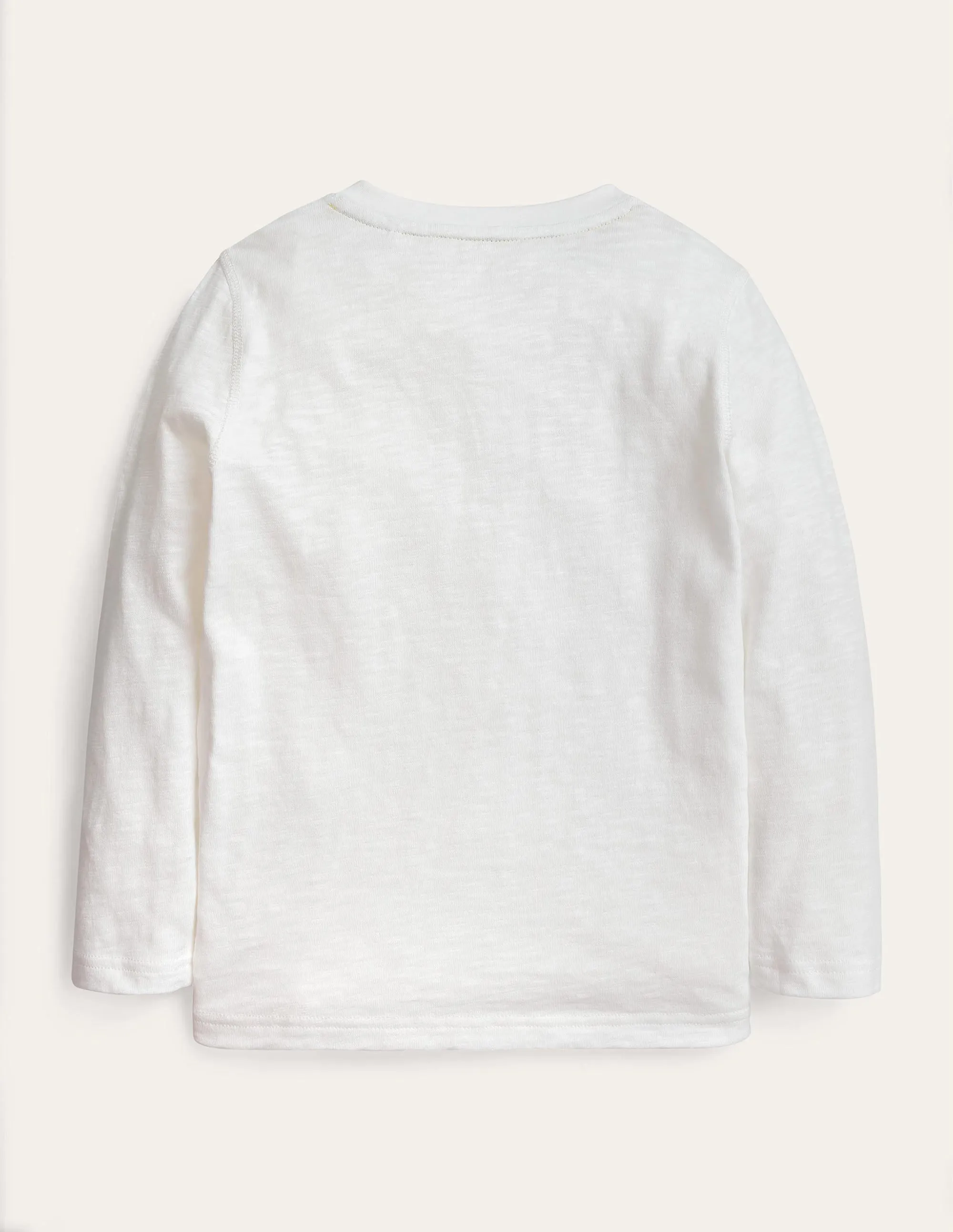 Long Sleeved Henley T-shirt-White