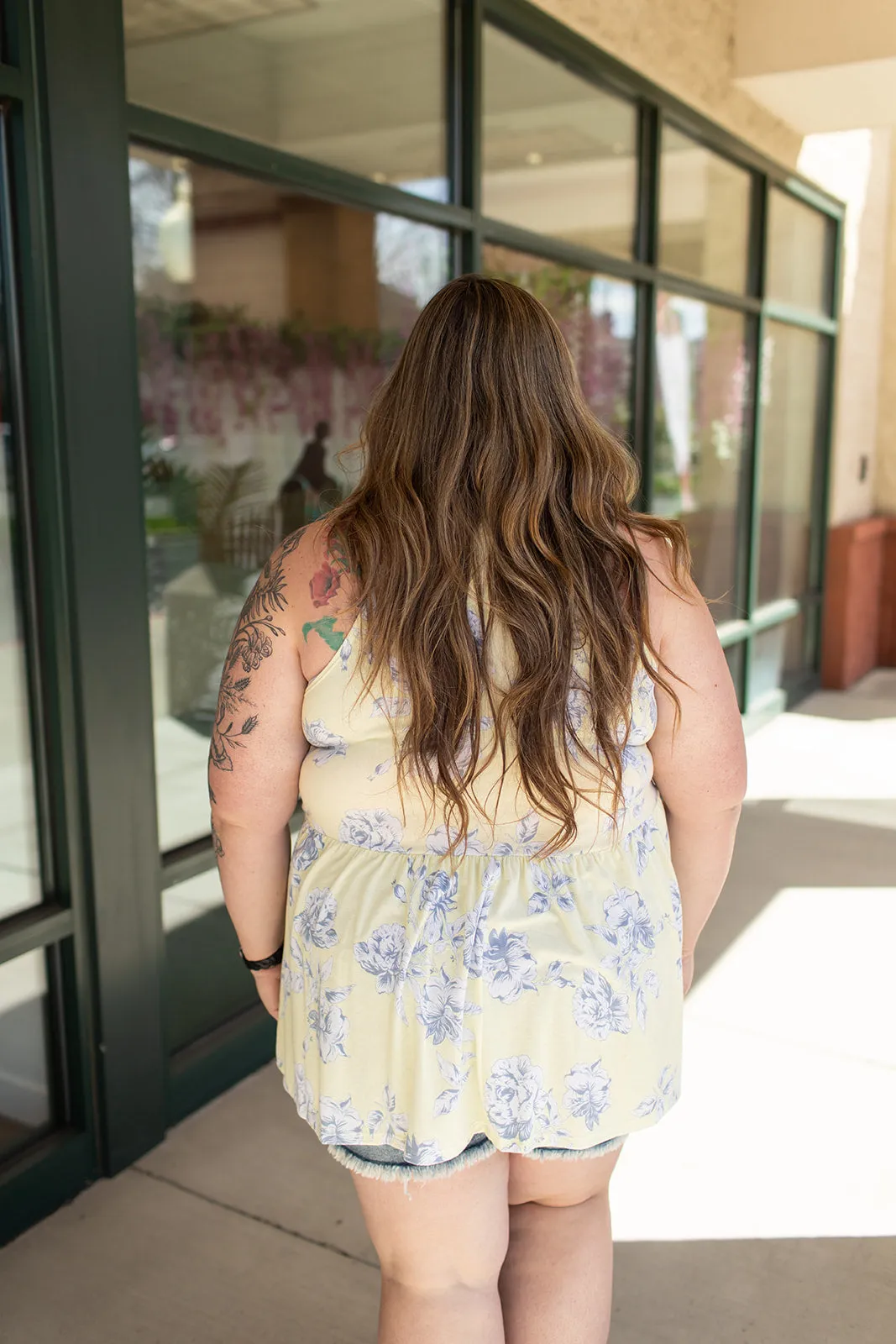 Lt Yellow Floral Halter Tank (SM-3X)