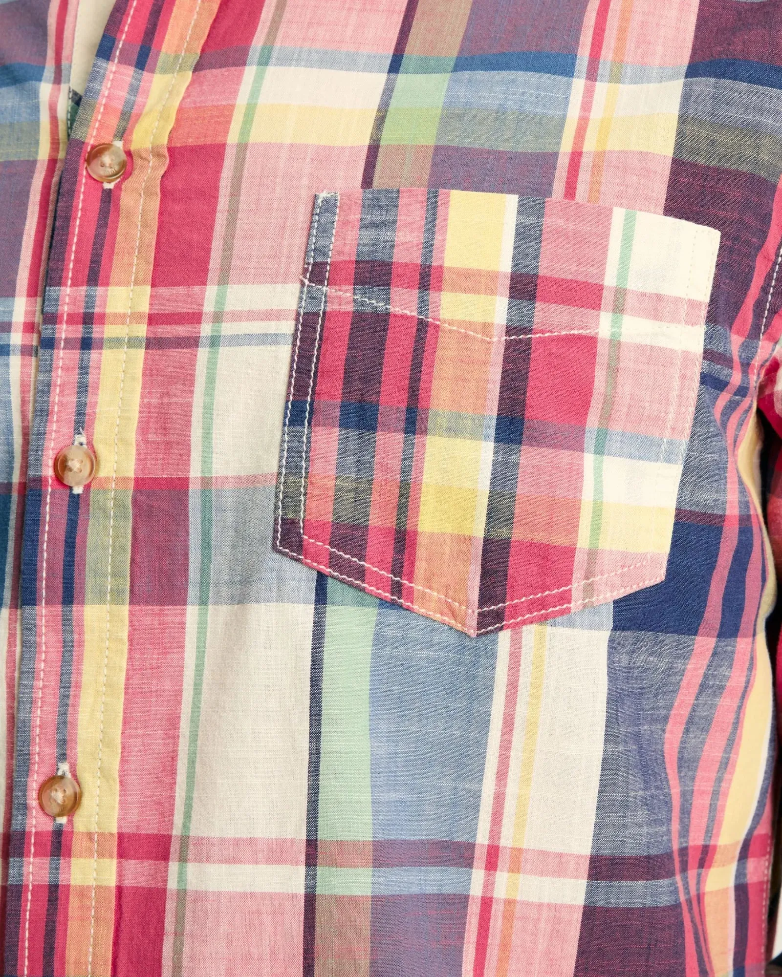 Madras Blue/Pink Long Sleeve Cotton Check Shirt