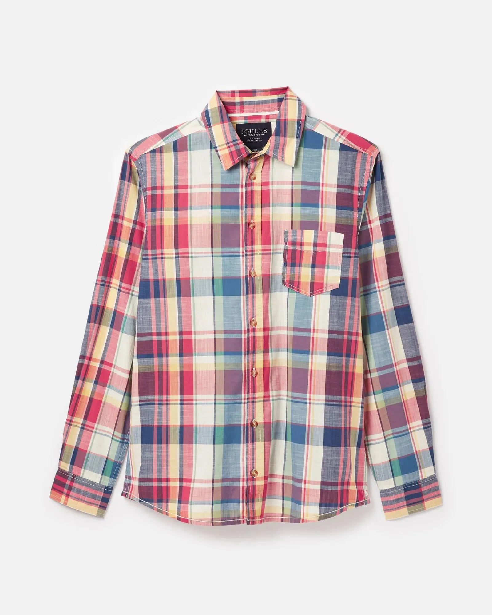 Madras Blue/Pink Long Sleeve Cotton Check Shirt