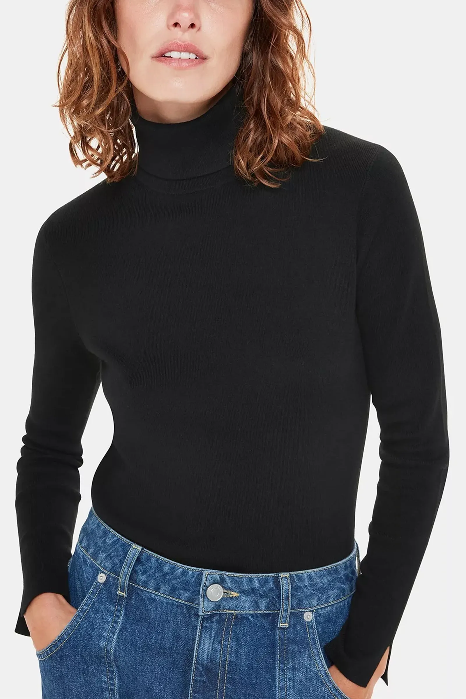 Maja Knitted Roll Neck Jumper, Black