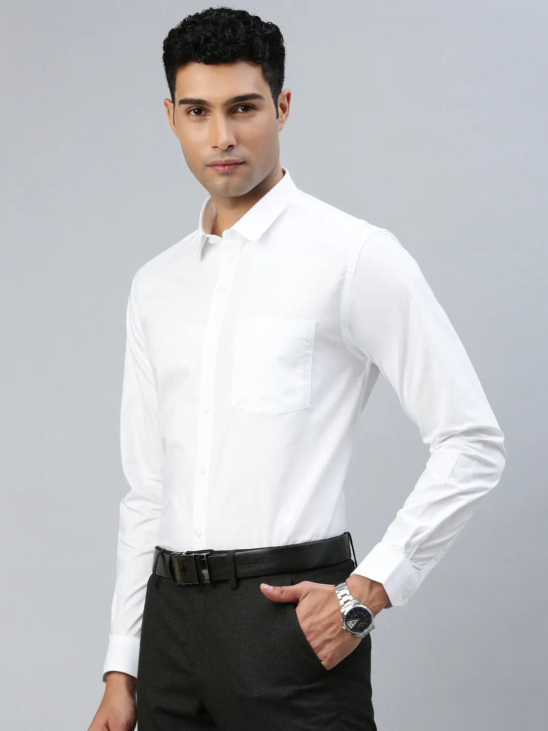 Men 100% Cotton White Shirt