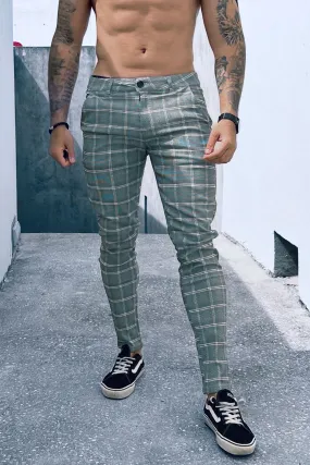 Mens Grey Plaid Pant