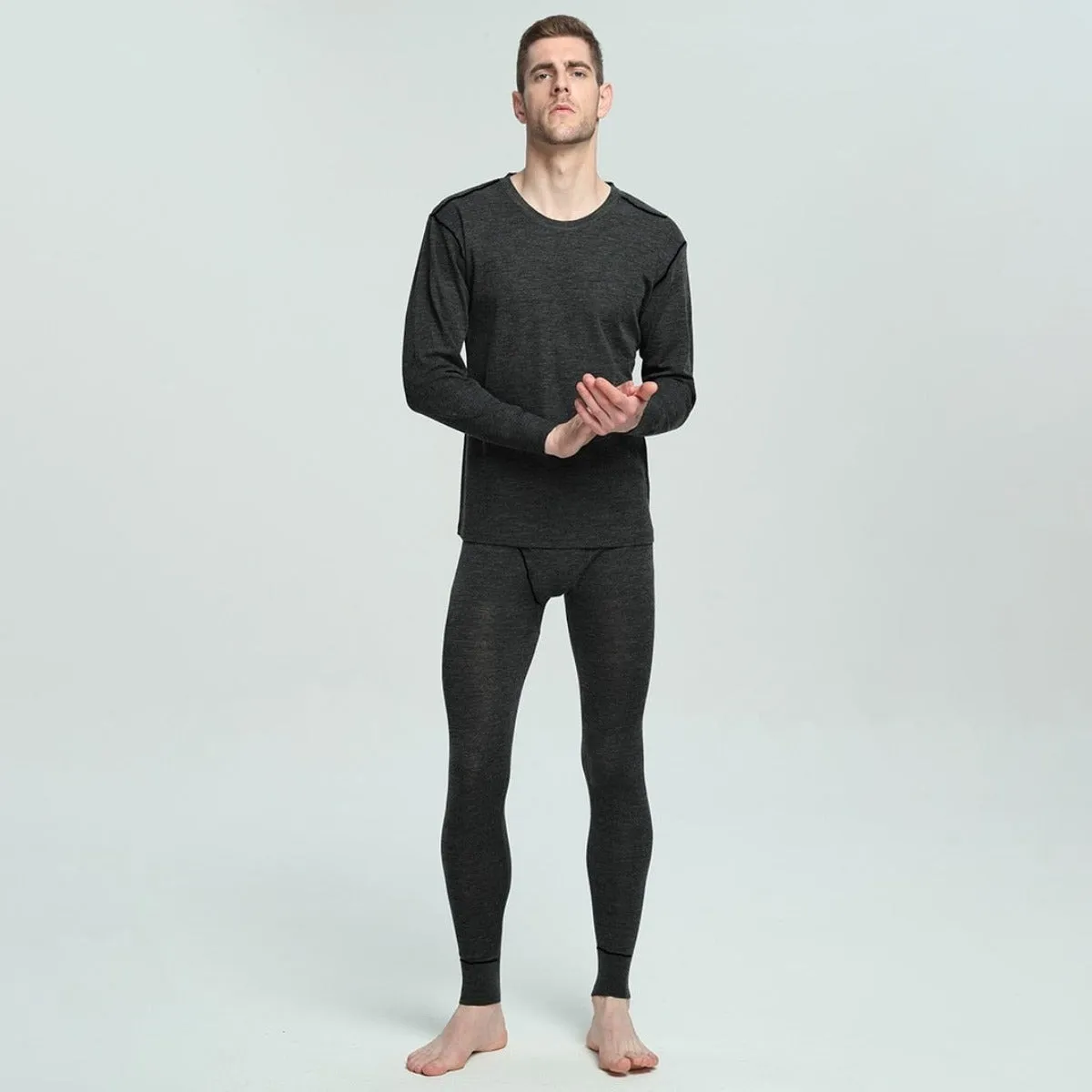 Men's Merino Winter Thermal Underwear Set - Dark Gray