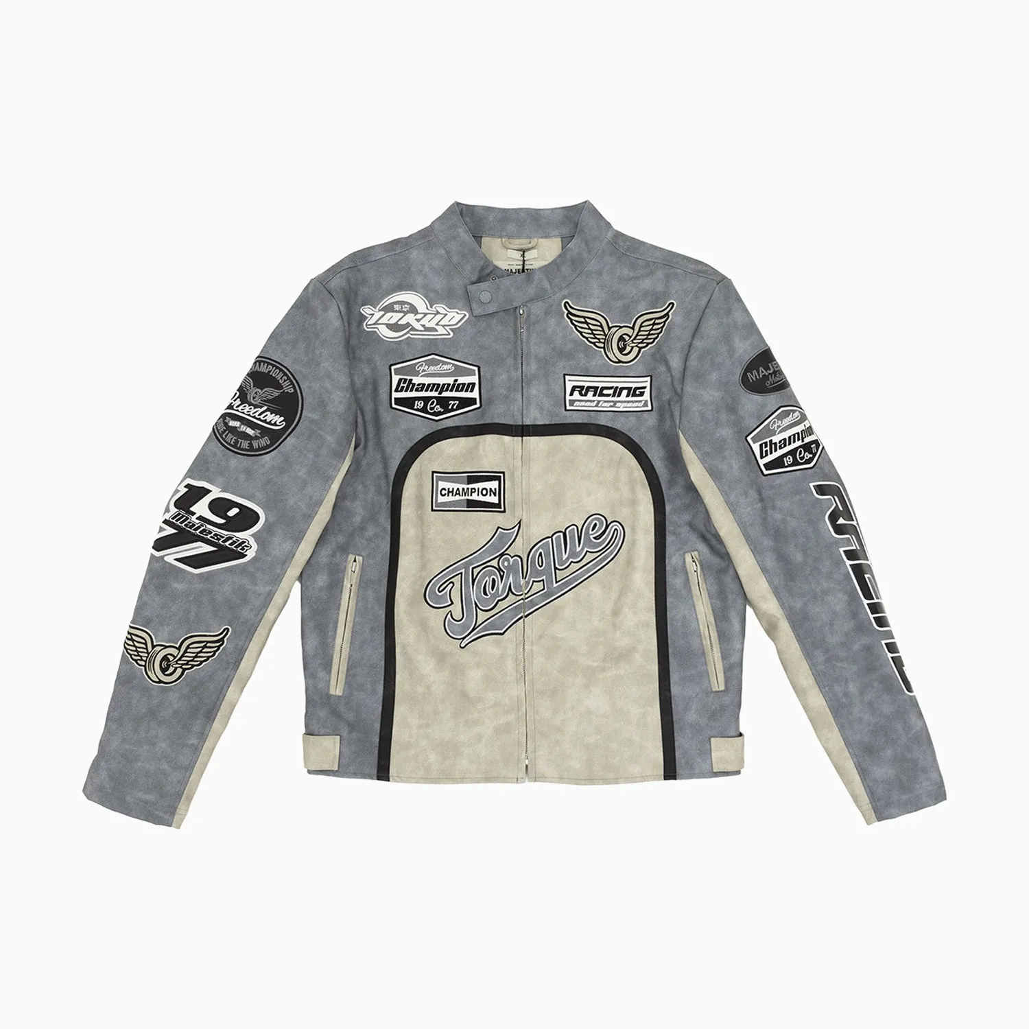 Men's PU Faux Leather Racing Jacket