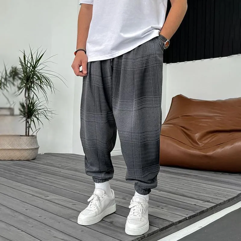 Men's Retro Loose Plaid Jogging pants 58910492YY