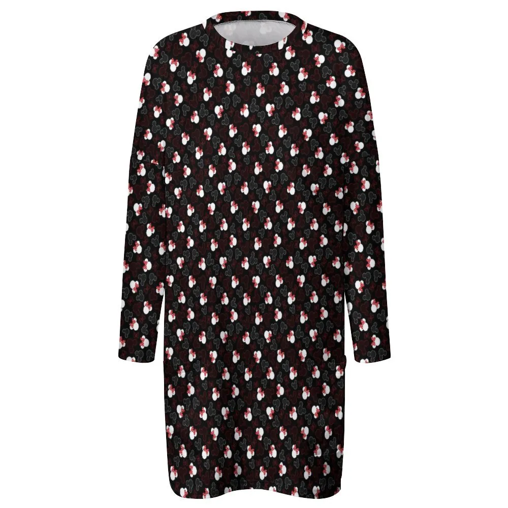 Mickey And Minnie Dots Women's Long Fit Sweatshirt With Pockets