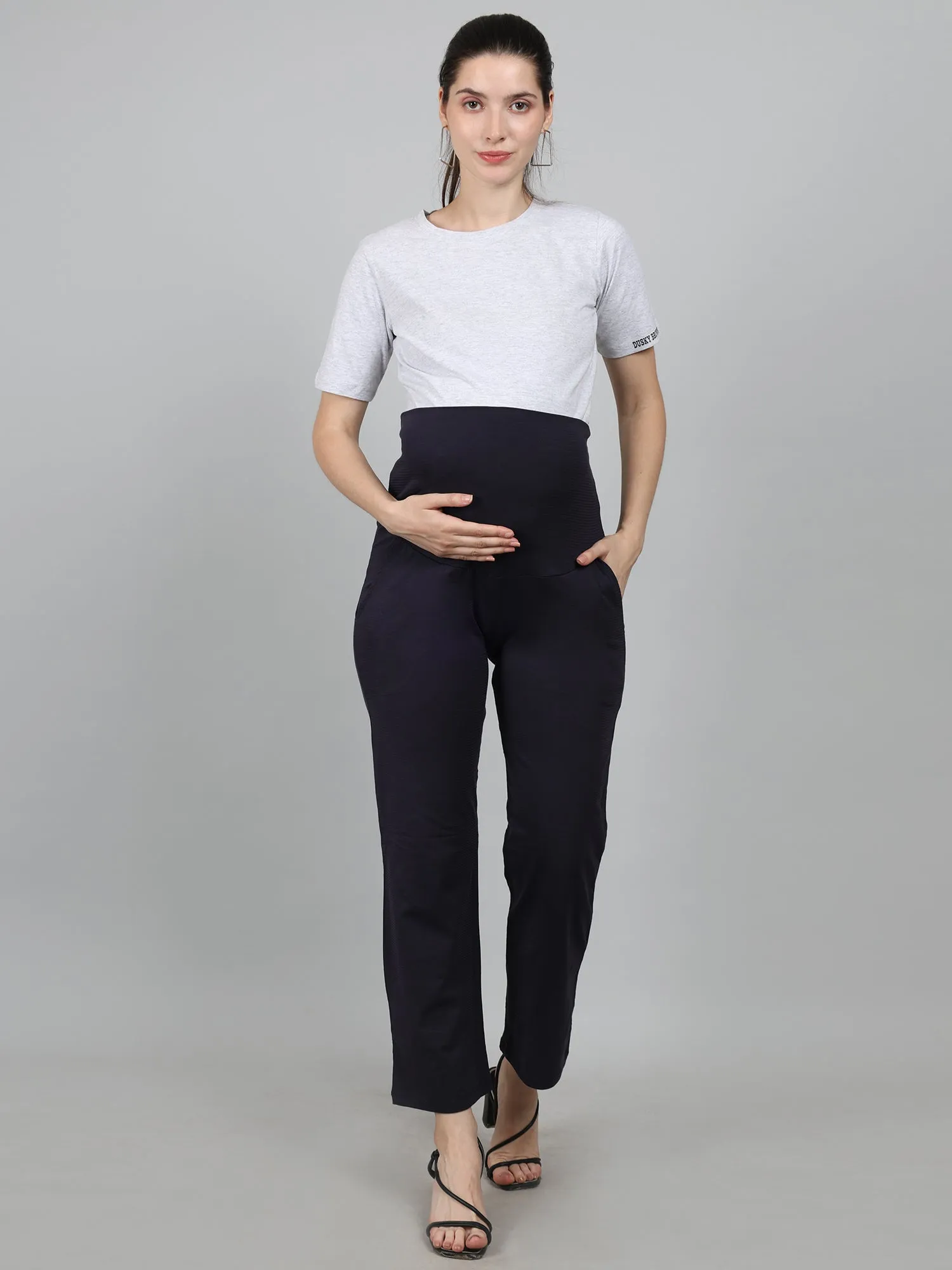 Navy Blue Supima Cotton Maternity Pants