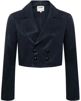 Noir Coated Laverne Cropped Biker Jacket