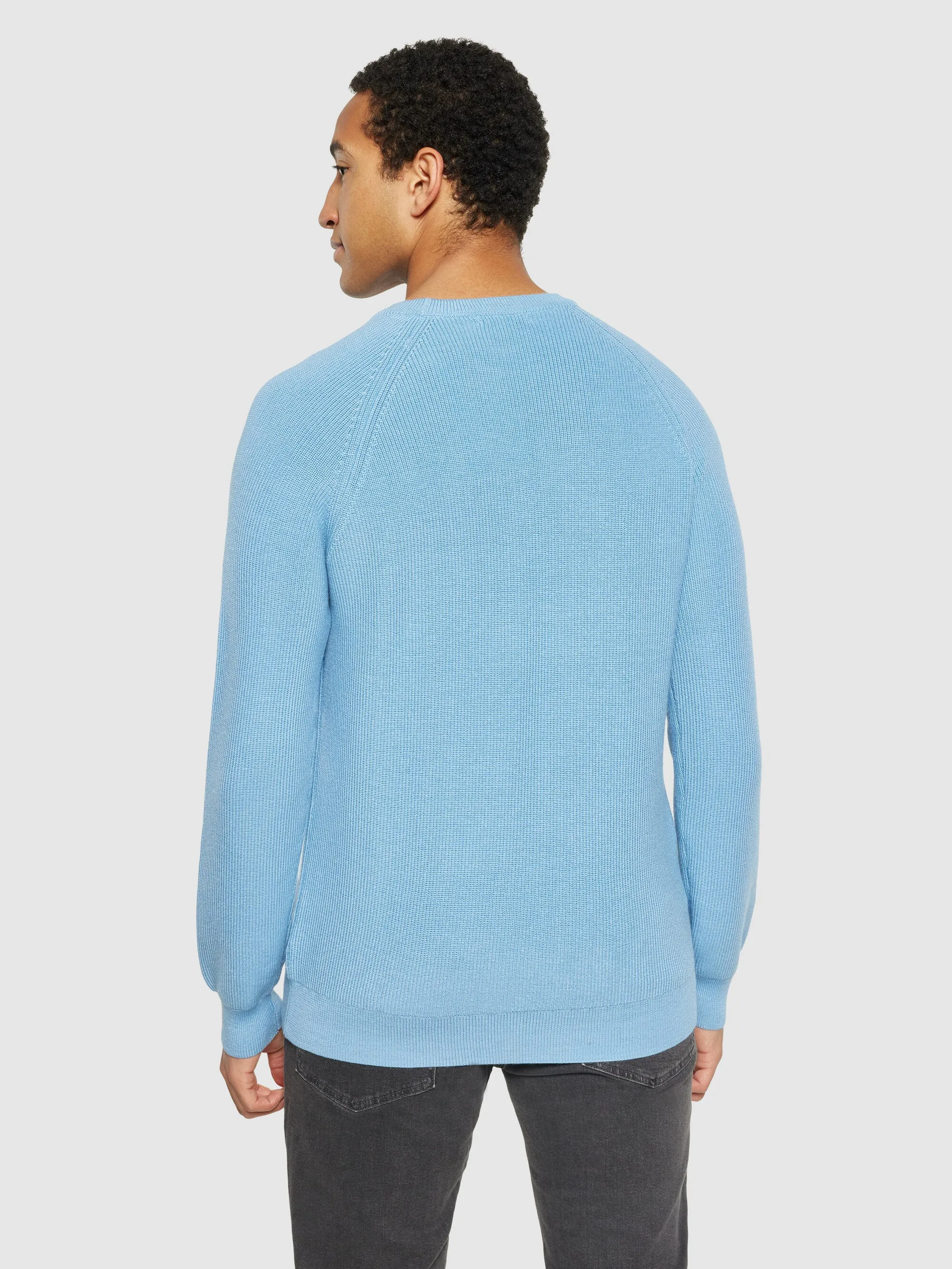 O-neck merino wool rib knit - Glacier Lake