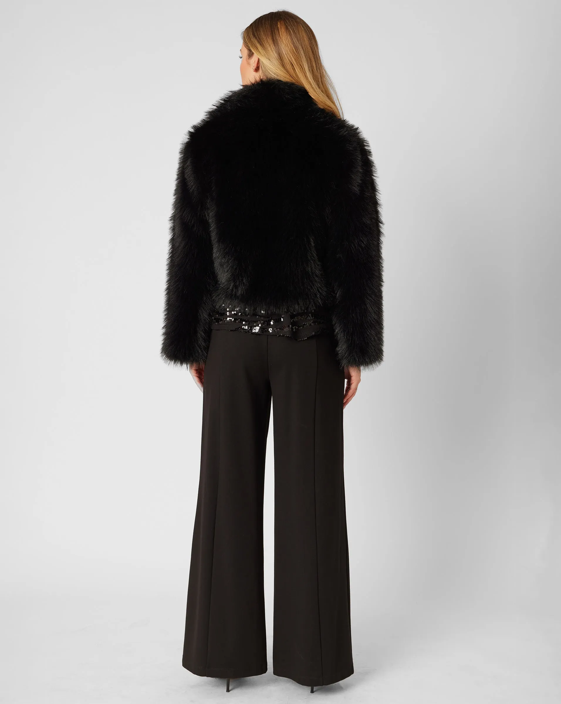 Obsidian Cropped Faux Fur Jacket