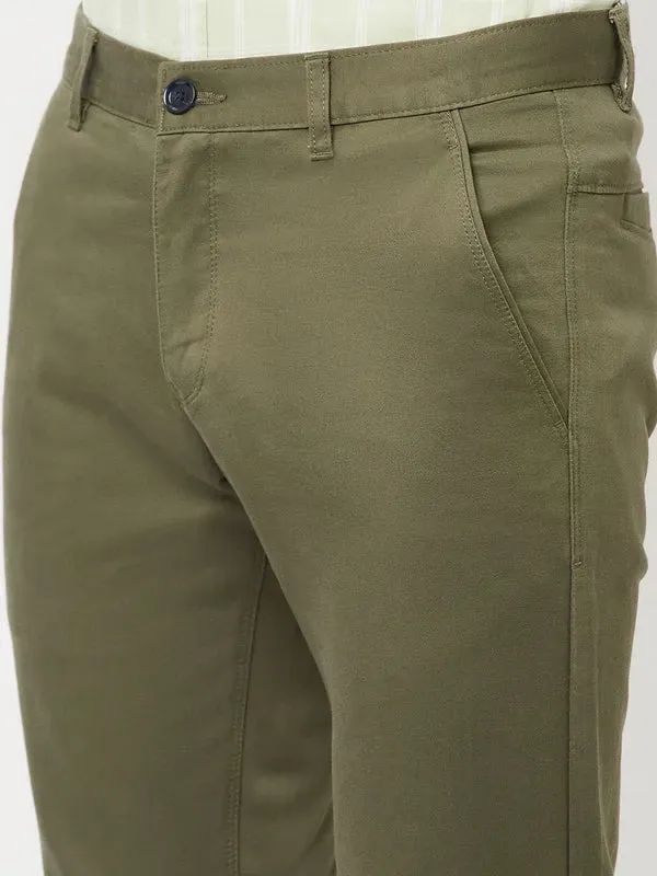 Octave Men Olive Green Chinos Trousers