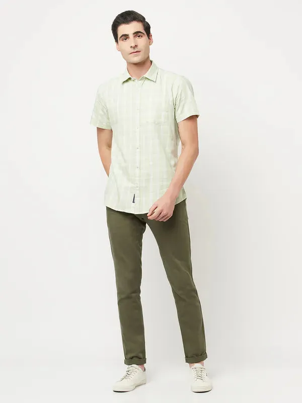 Octave Men Olive Green Chinos Trousers