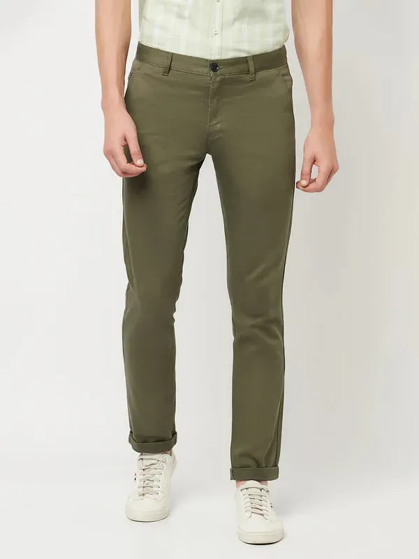 Octave Men Olive Green Chinos Trousers