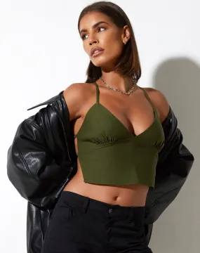 Ombe Crop Top in Tailoring Olive