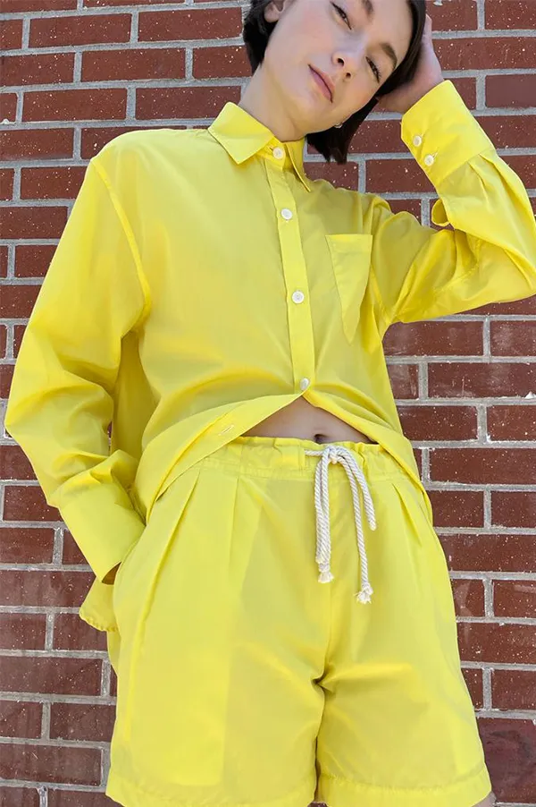 Oversized Tunic Shirt in Acid Yellow