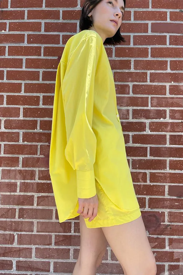 Oversized Tunic Shirt in Acid Yellow