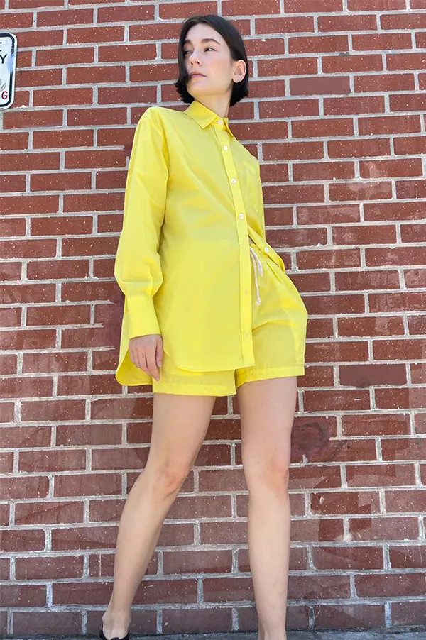 Oversized Tunic Shirt in Acid Yellow