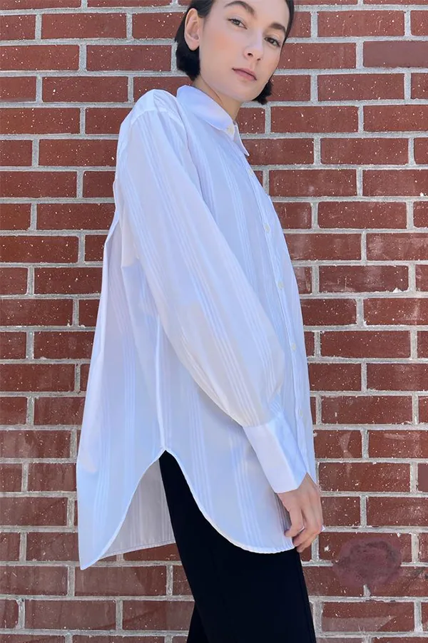 Oversized Tunic Shirt in Ivory & White (Sold Out)