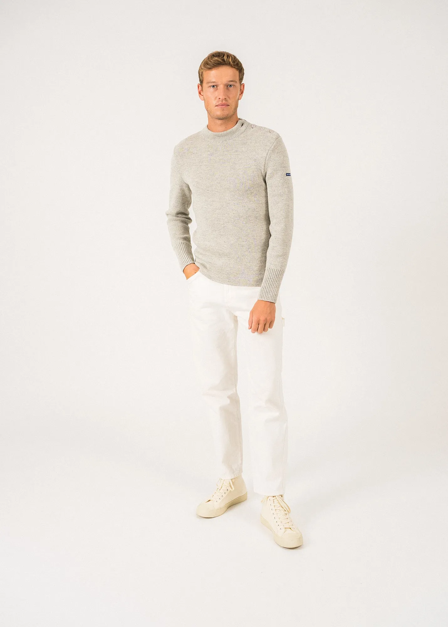 Paris plain sailor jumper - SAINT JAMES 48N1W (GRIS CLAIR/ECRU)