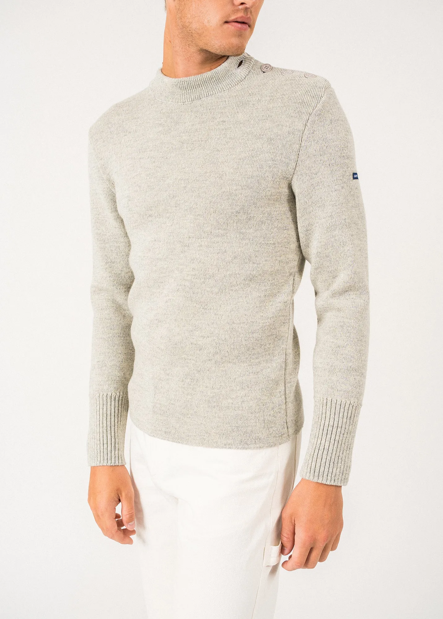 Paris plain sailor jumper - SAINT JAMES 48N1W (GRIS CLAIR/ECRU)