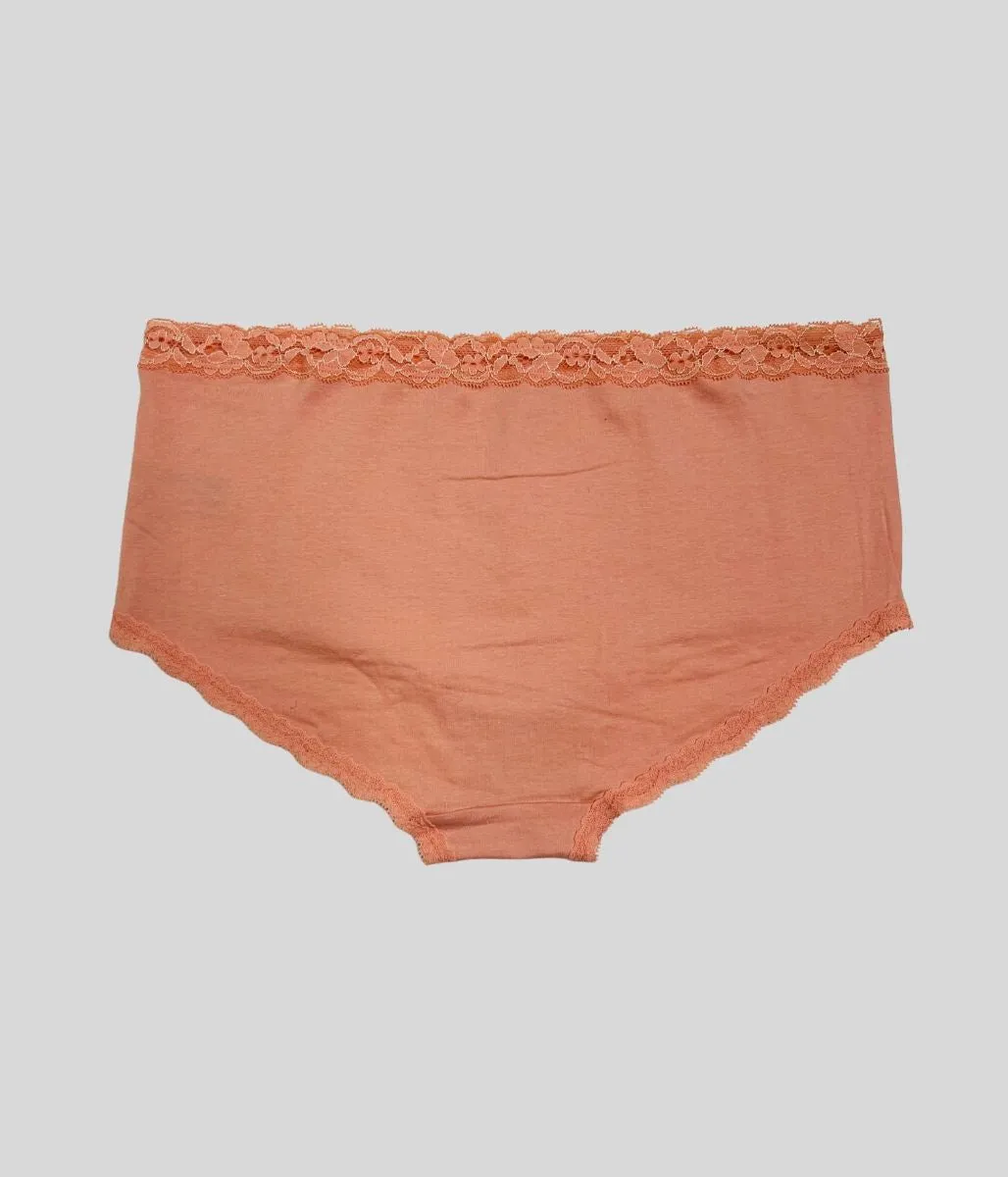 Peach Lace Trim Midi Briefs