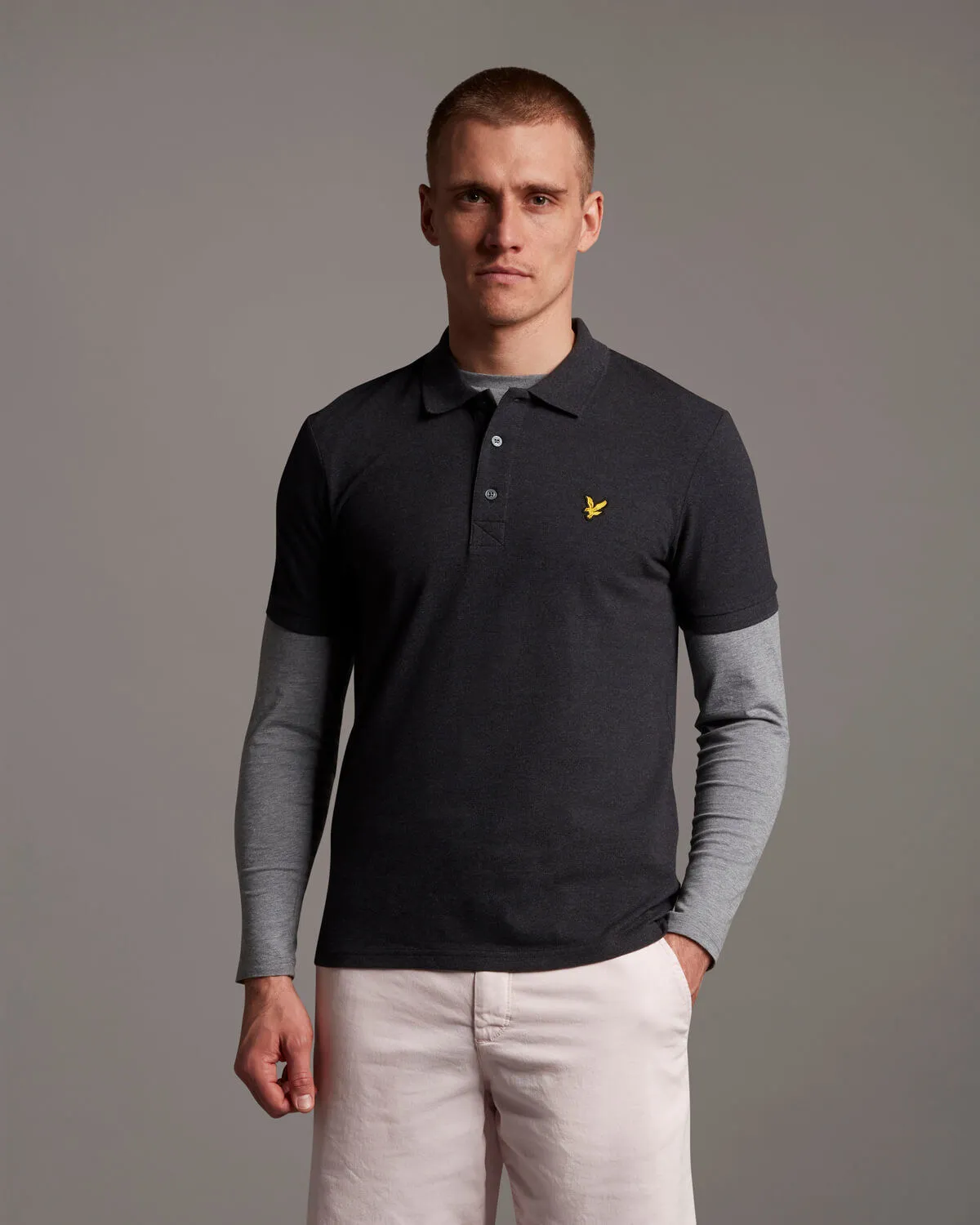 Plain Polo Shirt - Charcoal Marl