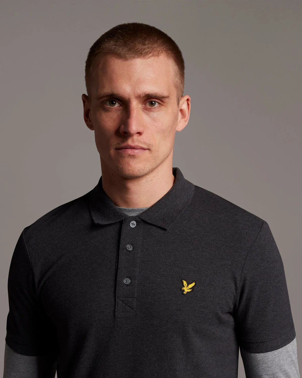 Plain Polo Shirt - Charcoal Marl