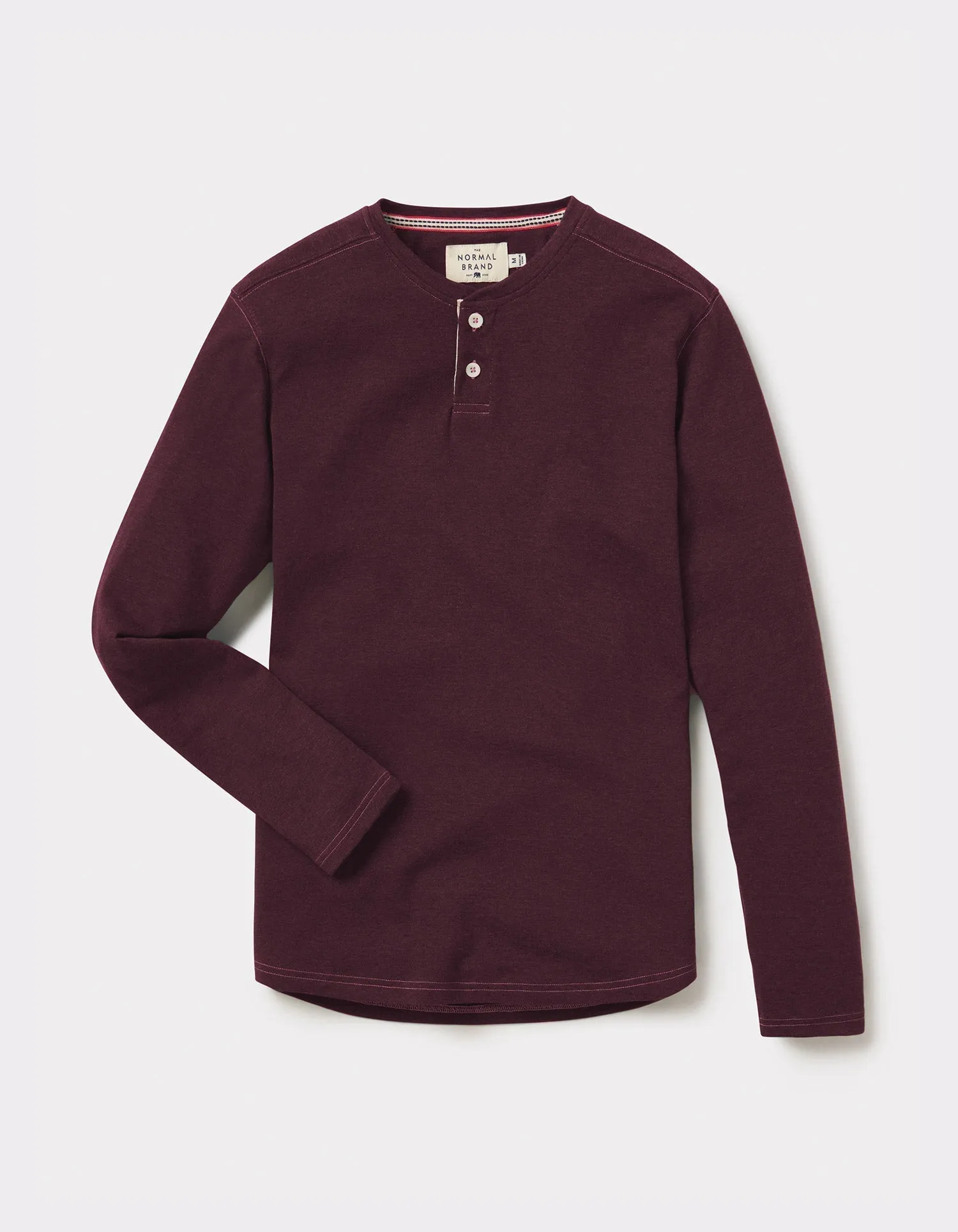 Puremeso Two Button Henley in Wine