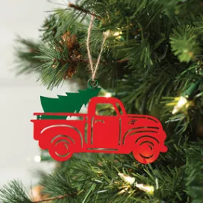 Red Truck with Tree Ornament - Set of 4