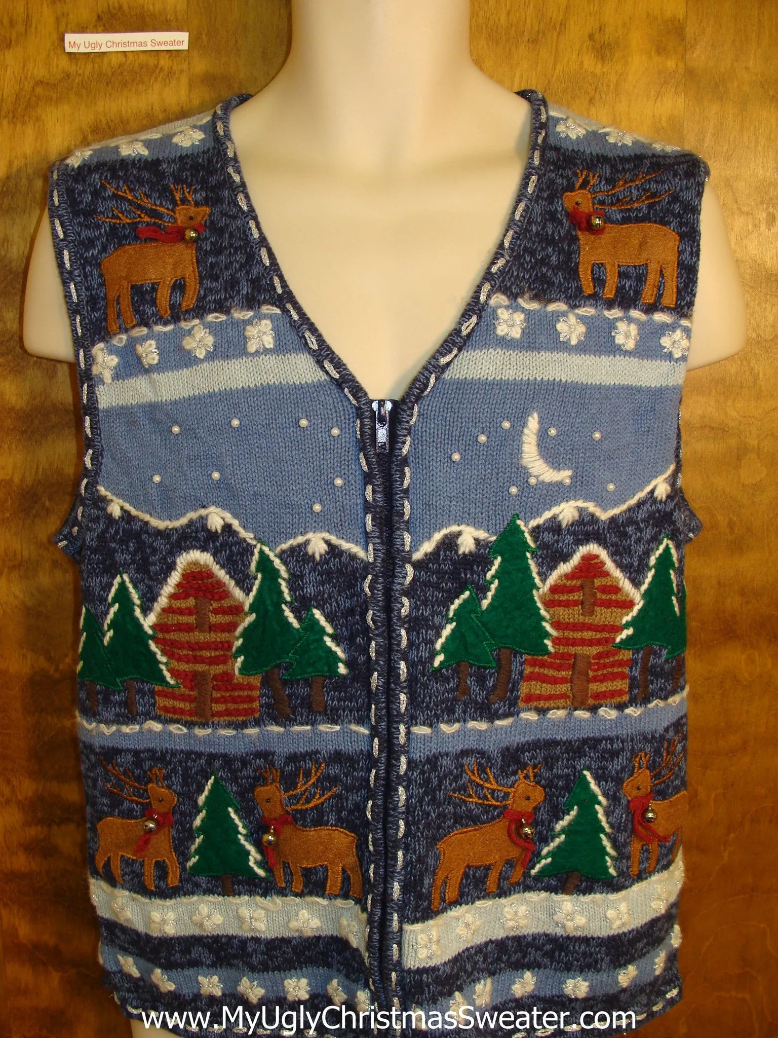 Reindee and Cabins 2sided Funny Christmas Sweater Vest