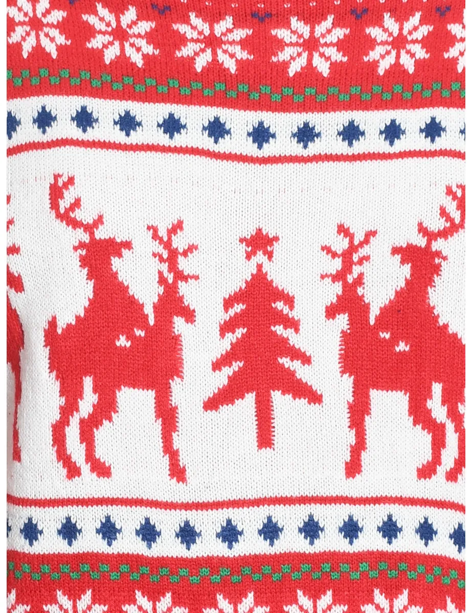 Reindeer Design Knit Nordic Christmas Jumper - S