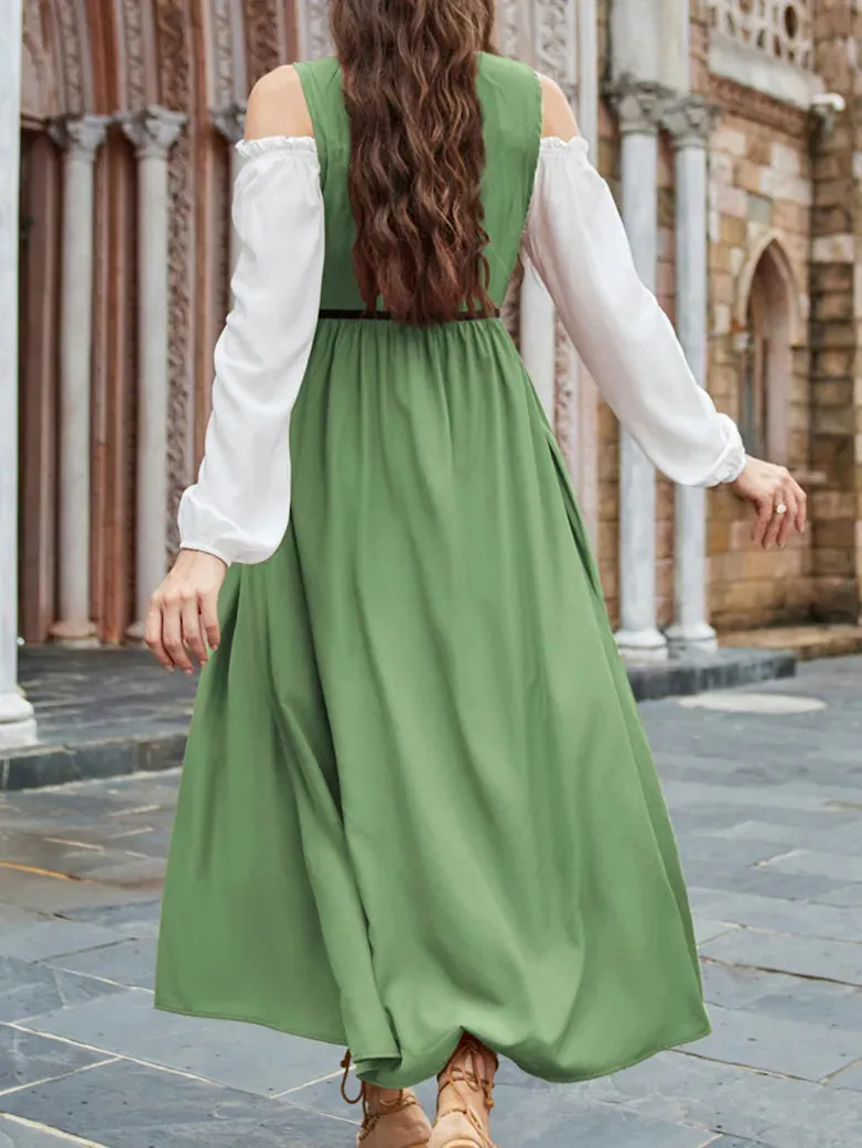 Ren Faire Off-Shoulder Dress Tank Dress 2pcs Set Costume