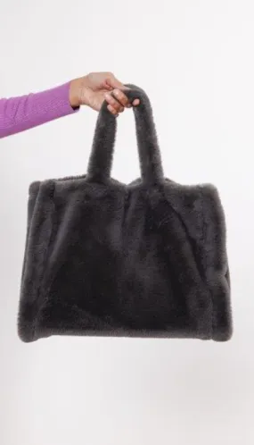 Rino & Pelle Daan Graphite Faux Fur Big Shopper